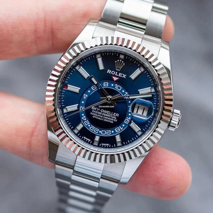 Sky-Dweller Blue Dial Gold Bezel Steel Band Men's Watch M326934-0003 Unworn