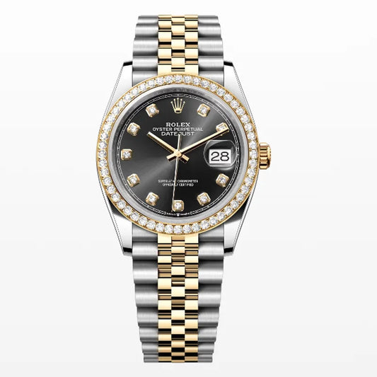 Womens Gold  Datejust Watch 16233 40mm Black Dial Jubilee Band New