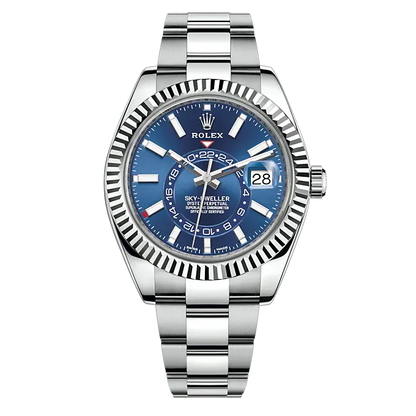 Sky-Dweller Blue Dial Gold Bezel Steel Band Men's Watch M326934-0003 Unworn