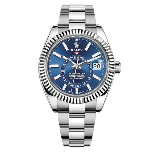 Sky-Dweller Blue Dial Gold Bezel Steel Band Men's Watch M326934-0003 Unworn